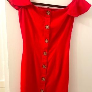 Miss Selfridge Red Button Up Dress